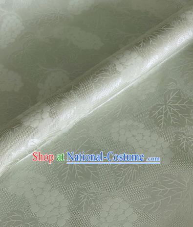 Asian Chinese Classical Maple Leaf Grape Pattern Design Light Green Brocade Jacquard Fabric Traditional Cheongsam Silk Material