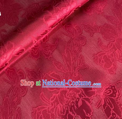 Asian Chinese Classical Peony Butterfly Pattern Design Wine Red Brocade Jacquard Fabric Traditional Cheongsam Silk Material