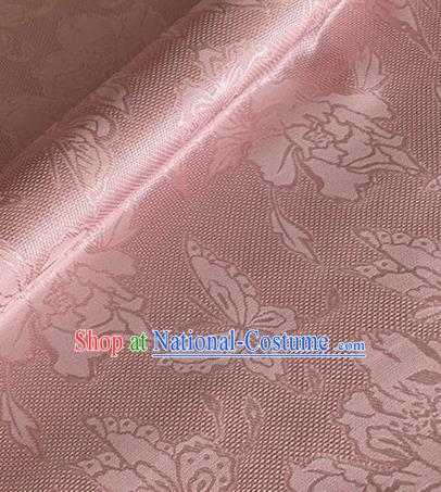 Asian Chinese Classical Peony Butterfly Pattern Design Pink Brocade Jacquard Fabric Traditional Cheongsam Silk Material