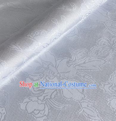 Asian Chinese Classical Peony Butterfly Pattern Design Light Blue Brocade Jacquard Fabric Traditional Cheongsam Silk Material