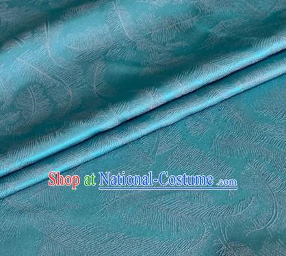 Asian Chinese Classical Feather Pattern Design Blue Brocade Jacquard Fabric Traditional Cheongsam Silk Material