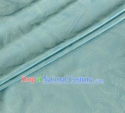 Asian Chinese Classical Feather Pattern Design Light Green Brocade Jacquard Fabric Traditional Cheongsam Silk Material