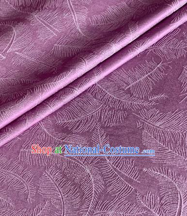 Asian Chinese Classical Feather Pattern Design Purple Brocade Jacquard Fabric Traditional Cheongsam Silk Material