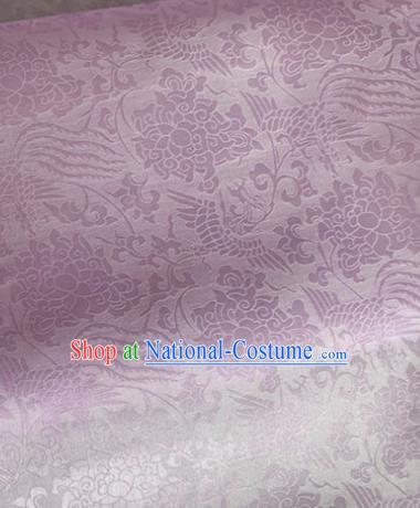 Asian Chinese Classical Phoenix Peony Pattern Design Lilac Organza Jacquard Fabric Traditional Cheongsam Silk Material