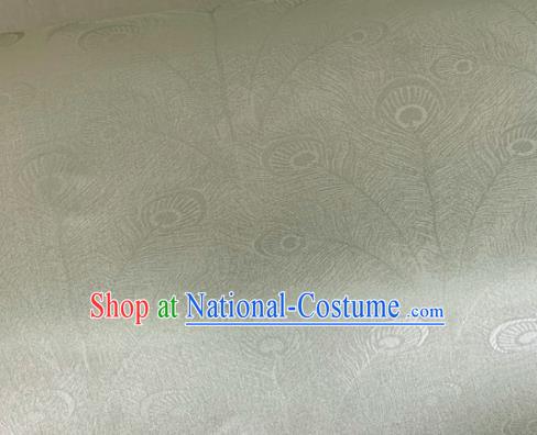 Asian Chinese Classical Peacock Feather Pattern Design Light Green Organza Jacquard Fabric Traditional Cheongsam Silk Material