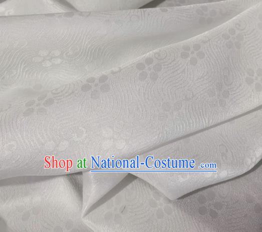 Asian Chinese Classical Plum Pattern Design White Jacquard Fabric Traditional Silk Material