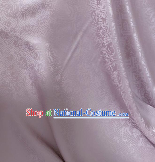 Asian Chinese Classical Lotus Pattern Design Lilac Jacquard Fabric Traditional Silk Material