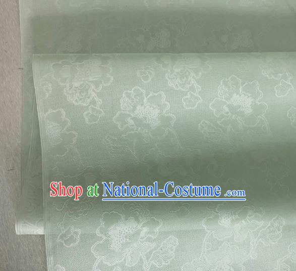 Asian Chinese Classical Peony Pattern Design Light Green Jacquard Fabric Traditional Cheongsam Silk Material