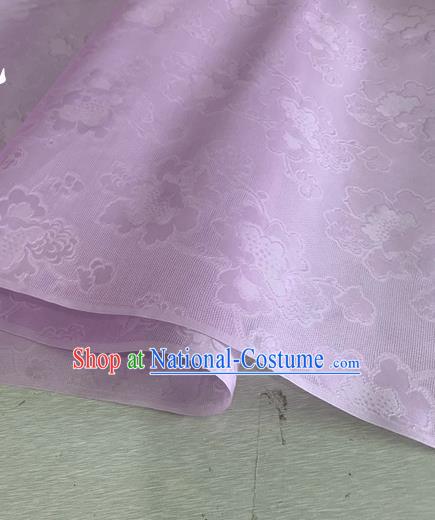 Asian Chinese Classical Peony Pattern Design Light Purple Jacquard Fabric Traditional Cheongsam Silk Material