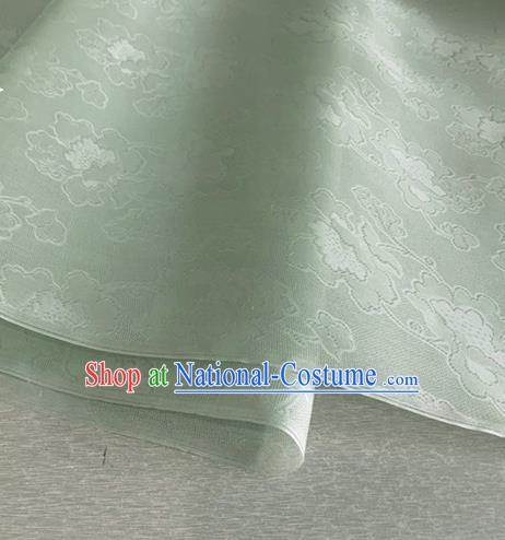 Asian Chinese Classical Peony Pattern Design Light Green Jacquard Fabric Traditional Cheongsam Silk Material