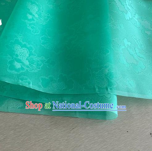 Asian Chinese Classical Peony Pattern Design Green Jacquard Fabric Traditional Cheongsam Silk Material