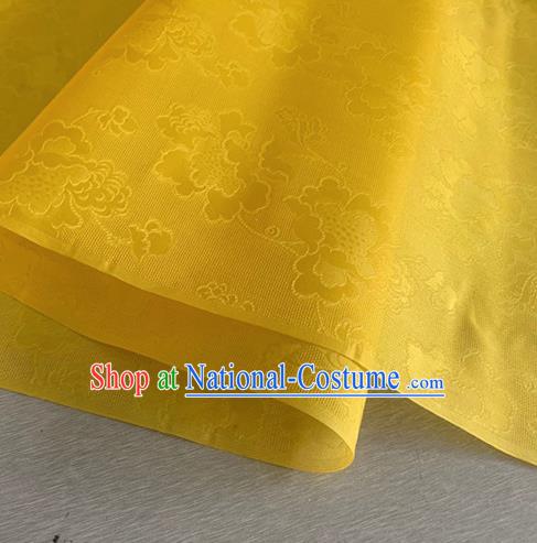 Asian Chinese Classical Peony Pattern Design Yellow Jacquard Fabric Traditional Cheongsam Silk Material