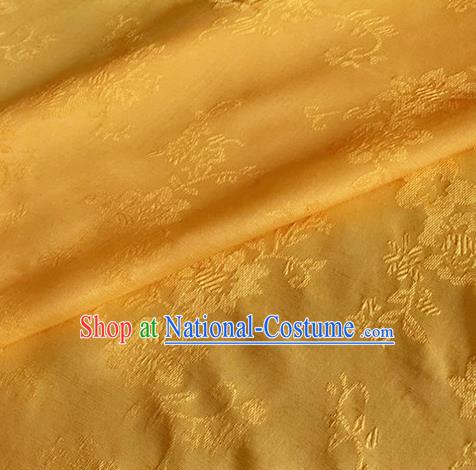 Asian Chinese Classical Pattern Design Yellow Jacquard Fabric Traditional Cheongsam Silk Material