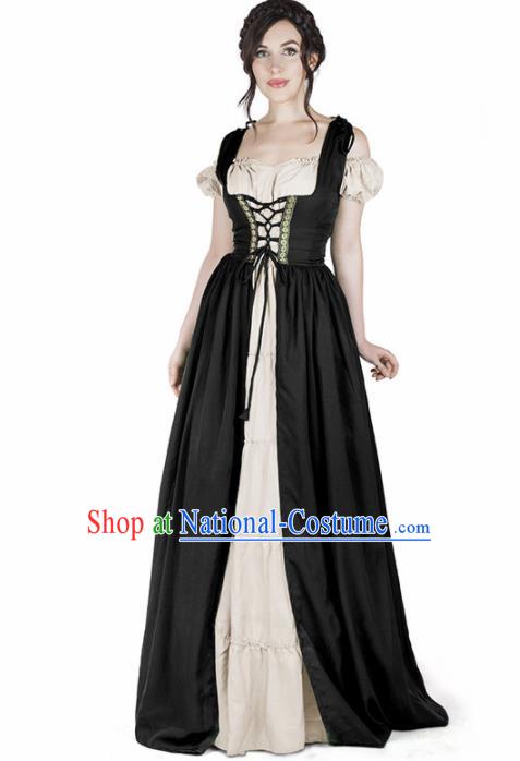 Western Halloween Cosplay Housemaid Black Dress European Traditional Middle Ages Female Civilian Costume for Women