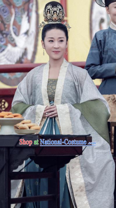 Traditional Chinese Ancient Song Dynasty Imperial Concubine Dress Drama Royal Nirvana Noble Consort Zhao Costumes and Headpiece for Women