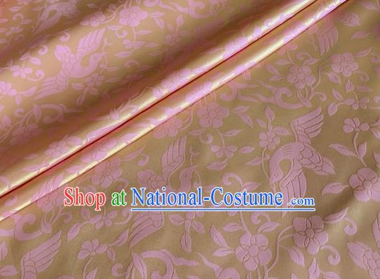 Asian Chinese Classical Birds Pattern Design Golden Brocade Jacquard Fabric Traditional Cheongsam Silk Material