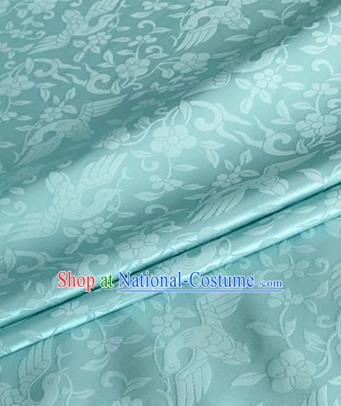 Asian Chinese Classical Birds Pattern Design Light Blue Brocade Jacquard Fabric Traditional Cheongsam Silk Material