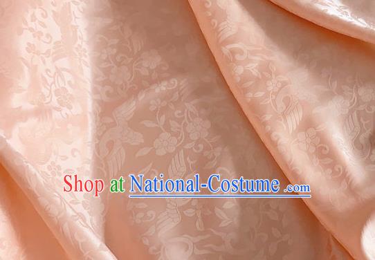 Asian Chinese Classical Birds Pattern Design Pink Brocade Jacquard Fabric Traditional Cheongsam Silk Material