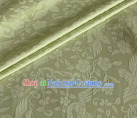 Asian Chinese Classical Birds Pattern Design Light Green Brocade Jacquard Fabric Traditional Cheongsam Silk Material