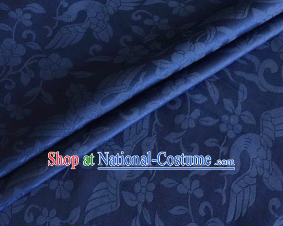 Asian Chinese Classical Birds Pattern Design Royalblue Brocade Jacquard Fabric Traditional Cheongsam Silk Material