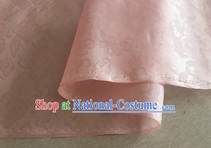 Asian Chinese Classical Auspicious Clouds Pattern Design Light Pink Brocade Jacquard Fabric Traditional Cheongsam Silk Material