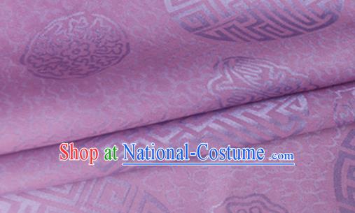 Asian Chinese Classical Longevity Pattern Design Rosy Brocade Jacquard Fabric Traditional Cheongsam Silk Material