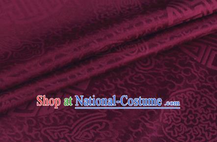 Asian Chinese Classical Longevity Pattern Design Wine Red Brocade Jacquard Fabric Traditional Cheongsam Silk Material