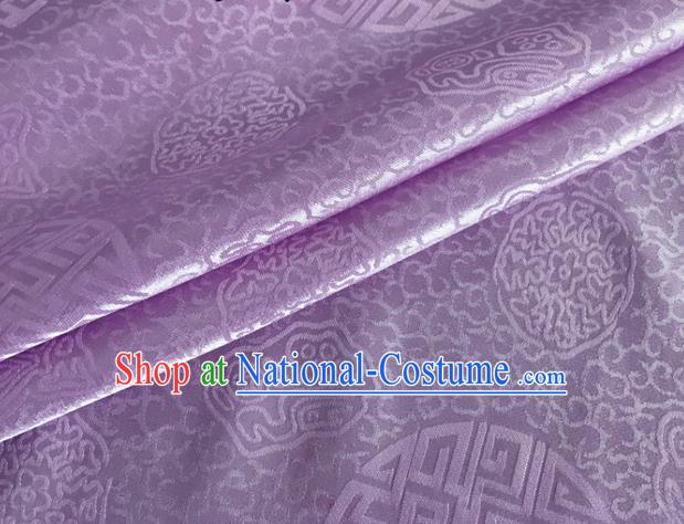 Asian Chinese Classical Longevity Pattern Design Lilac Brocade Jacquard Fabric Traditional Cheongsam Silk Material