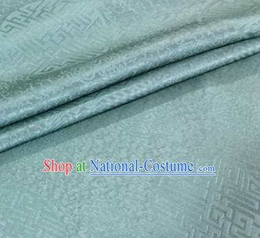 Asian Chinese Classical Longevity Pattern Design Sky Blue Brocade Jacquard Fabric Traditional Cheongsam Silk Material