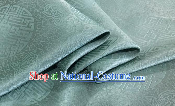 Asian Chinese Classical Longevity Pattern Design Sky Blue Brocade Jacquard Fabric Traditional Cheongsam Silk Material