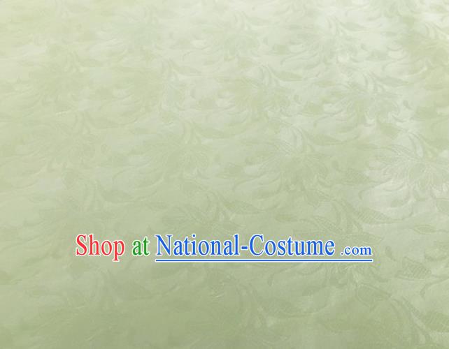 Asian Chinese Classical Lotus Pattern Design Light Green Brocade Jacquard Fabric Traditional Cheongsam Silk Material