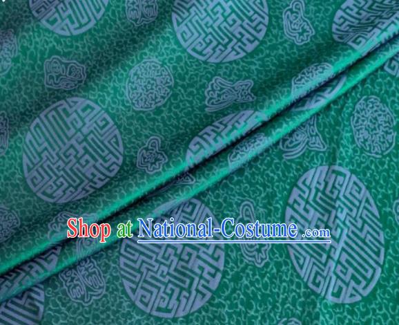 Asian Chinese Classical Longevity Pattern Design Atrovirens Brocade Jacquard Fabric Traditional Cheongsam Silk Material