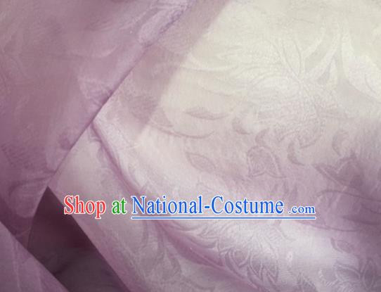 Asian Chinese Classical Lotus Pattern Design Lilac Brocade Jacquard Fabric Traditional Cheongsam Silk Material