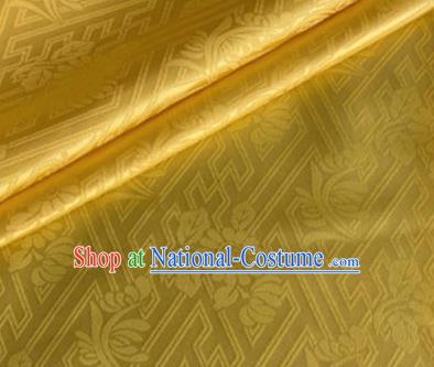 Asian Chinese Classical Daisy Pattern Design Golden Brocade Jacquard Fabric Traditional Cheongsam Silk Material