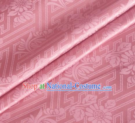 Asian Chinese Classical Daisy Pattern Design Pink Brocade Jacquard Fabric Traditional Cheongsam Silk Material