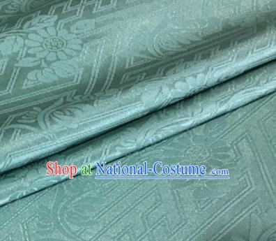 Asian Chinese Classical Daisy Pattern Design Light Green Brocade Jacquard Fabric Traditional Cheongsam Silk Material