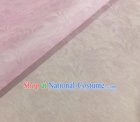 Asian Chinese Classical Lotus Pattern Design Pink Brocade Jacquard Fabric Traditional Cheongsam Silk Material