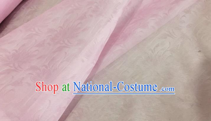 Asian Chinese Classical Lotus Pattern Design Pink Brocade Jacquard Fabric Traditional Cheongsam Silk Material