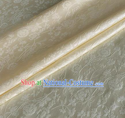 Asian Chinese Classical Jacquard Peony Pattern Design Beige Brocade Fabric Traditional Cheongsam Silk Material