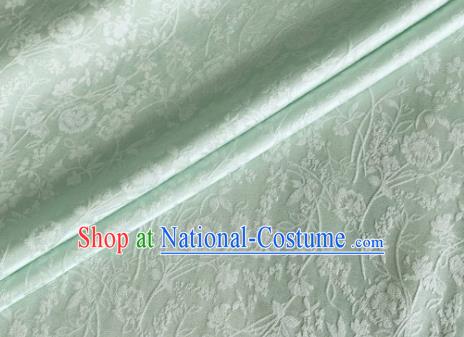 Asian Chinese Classical Jacquard Peony Pattern Design Light Green Brocade Fabric Traditional Cheongsam Silk Material