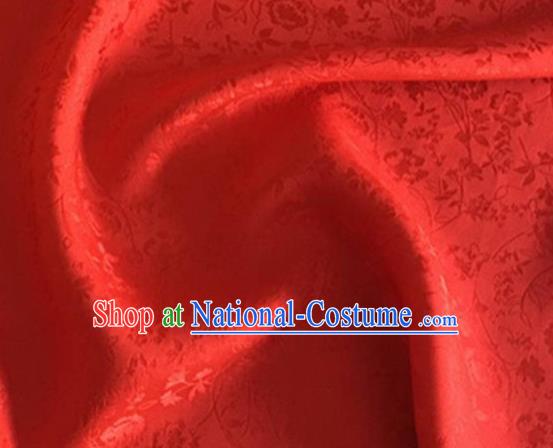 Asian Chinese Classical Jacquard Peony Pattern Design Red Brocade Fabric Traditional Cheongsam Silk Material