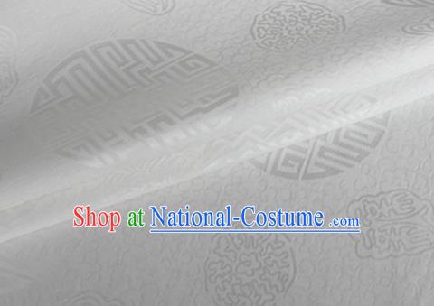 Asian Chinese Classical Longevity Pattern Design White Brocade Jacquard Fabric Traditional Cheongsam Silk Material