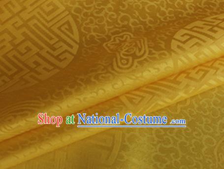 Asian Chinese Classical Longevity Pattern Design Golden Brocade Jacquard Fabric Traditional Cheongsam Silk Material