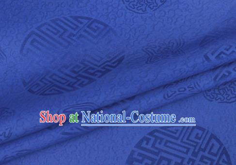 Asian Chinese Classical Longevity Pattern Design Deep Blue Brocade Jacquard Fabric Traditional Cheongsam Silk Material