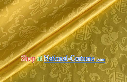 Asian Chinese Classical Ribbon Calabash Pattern Design Golden Silk Fabric Traditional Cheongsam Material