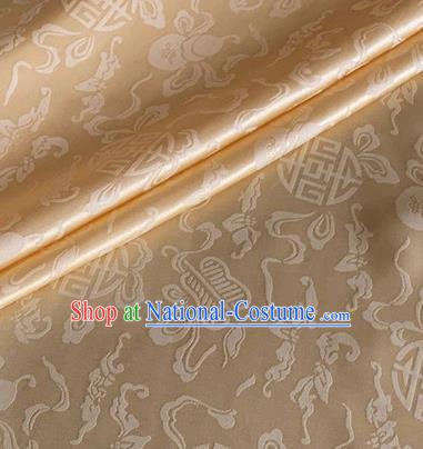 Asian Chinese Classical Ribbon Calabash Pattern Design Champagne Silk Fabric Traditional Cheongsam Material