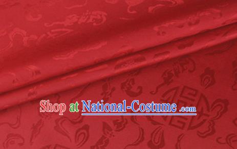 Asian Chinese Classical Ribbon Calabash Pattern Design Red Silk Fabric Traditional Cheongsam Material