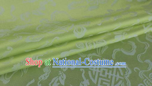 Asian Chinese Classical Ribbon Calabash Pattern Design Light Green Silk Fabric Traditional Cheongsam Material