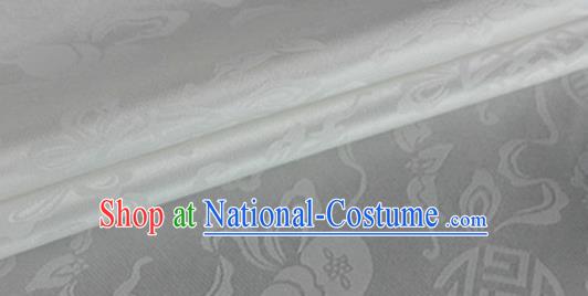 Asian Chinese Classical Ribbon Calabash Pattern Design White Silk Fabric Traditional Cheongsam Material