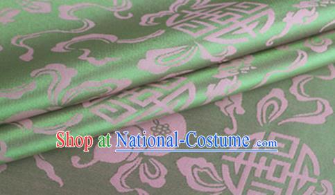 Asian Chinese Classical Ribbon Calabash Pattern Design Light Green Silk Fabric Traditional Cheongsam Material